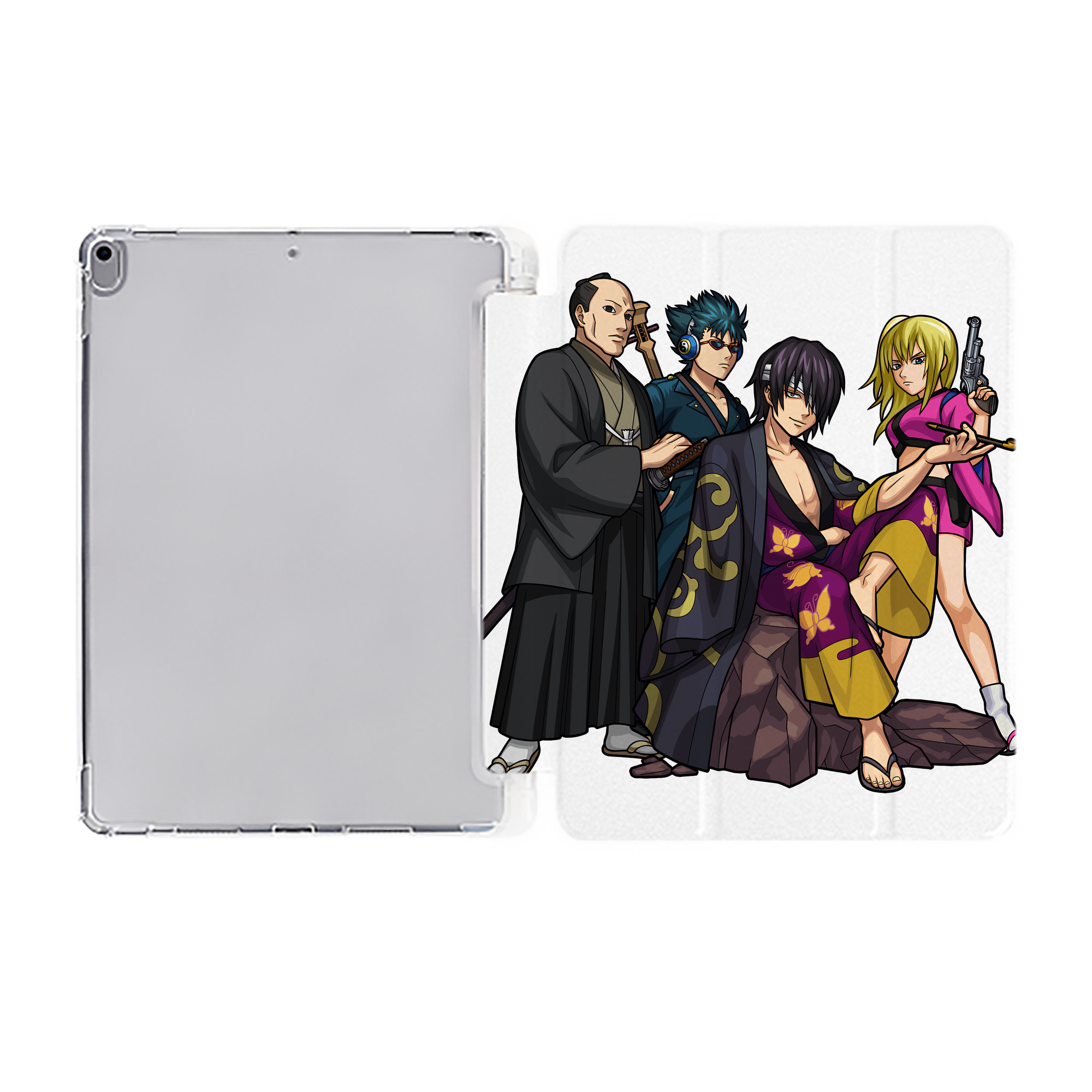 ぎんたま 坂田銀時（さかたぎんとき） 神楽 志村新八（しむら しんぱち） GINTAMA Sakata Gintoki Kagura Shimura Shinpachi IPad ケース ペン収納付き 三つ折りスタンド PUレザー×シリコン 対応機種9.5/10.5/10.9インチ